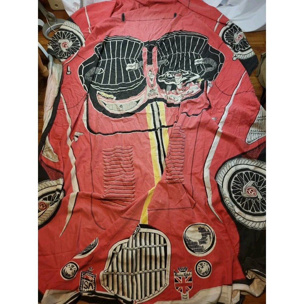 VTG‎ Spitfire Spreadmobile Car Bedspread  Red Everwear Coverlet  Blanket 100x80